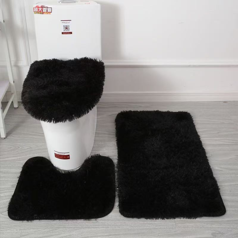 Grenzüberschreitendes Dropshipping: Dreiteiliges Set aus Seidenwolle-Toilettenteppich, rutschfest, für Bad, Küche und Eingangsbereich, wasserabsorbierend_voghion.com
