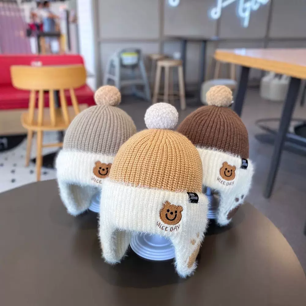 贴布休闲秋冬针织帽冷帽宝宝儿童帽子套头男童毛线帽韩系潮酷保暖