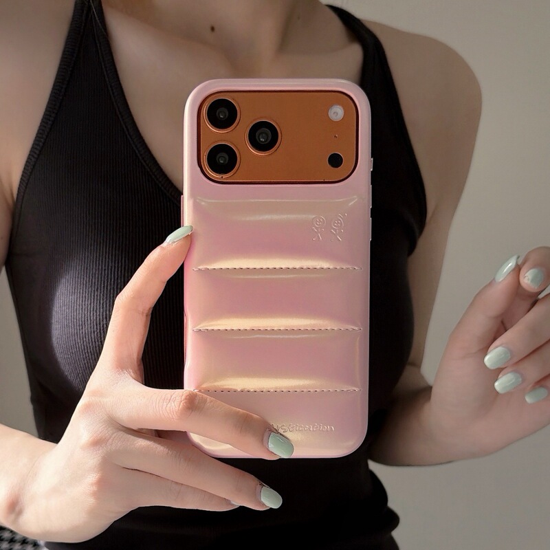 Champagne Pink Leather down Jacket-Style Phone Case for iPhone 14/13, Compatible with Apple 18/17/16/15 Pro Max Champagne Pink Leather down Jacket-Style Phone Case for iPhone 14/13, Compatible with Apple 18/17/16/15 Pro Max
