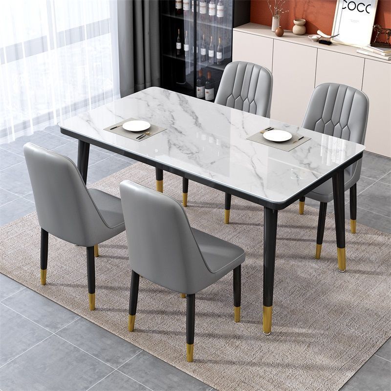 Mesa de comedor de lujo nórdica combinación de mesa de comedor simple, mesa de comedor doméstica pequeña, mesa de comedor rectangular para 4 personas, 6 personas