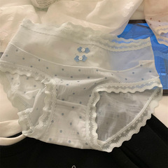 国风旗袍盘扣点缀少女感古典仙女蕾丝复古网纱波点中腰纯欲三角裤