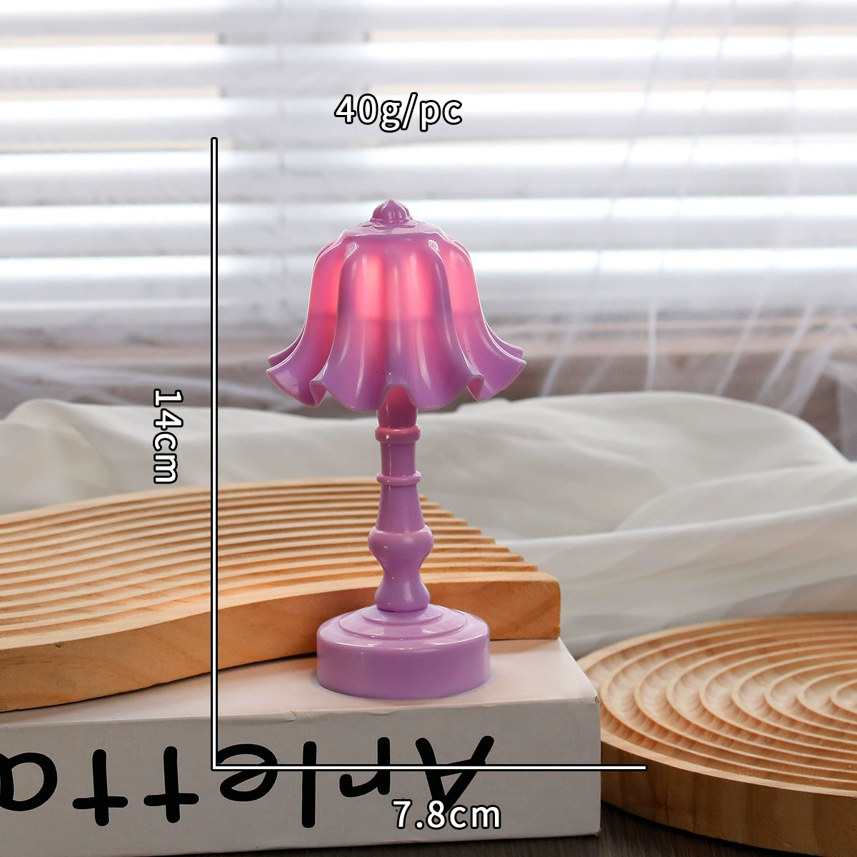 Transparent LED projector table lamp, electronic night light, battery‑powered (3×AG13), multiple styles