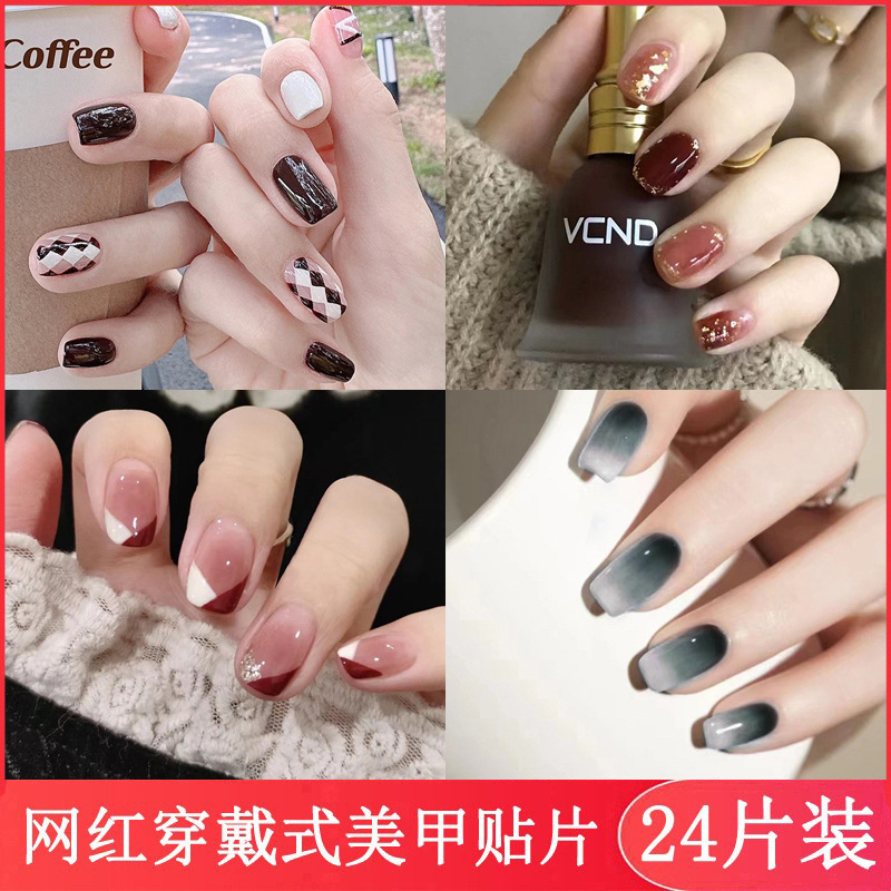 Hot Selling Hot Style Wearing Nail Pieces Finished 24 Pieces Pack Short Medium Long Nail Patch Cute Spice Girls ins Style Fake Nails Hot Selling Hot Style Wearing Nail Pieces Finished 24 Pieces Pack Short Medium Long Nail Patch Cute Spice Girls ins Style Fake Nails