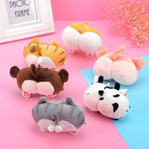 Cute peach butt corgi butt plush toy small pendant keychain student small gift manufacturer wholesale