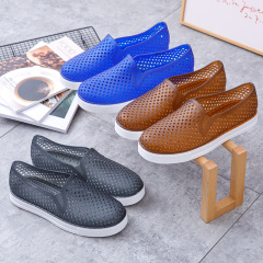 休閒個性潮流男士PVC塑料包頭涼拖鞋 日常戶外舒適平跟簡約洞洞鞋