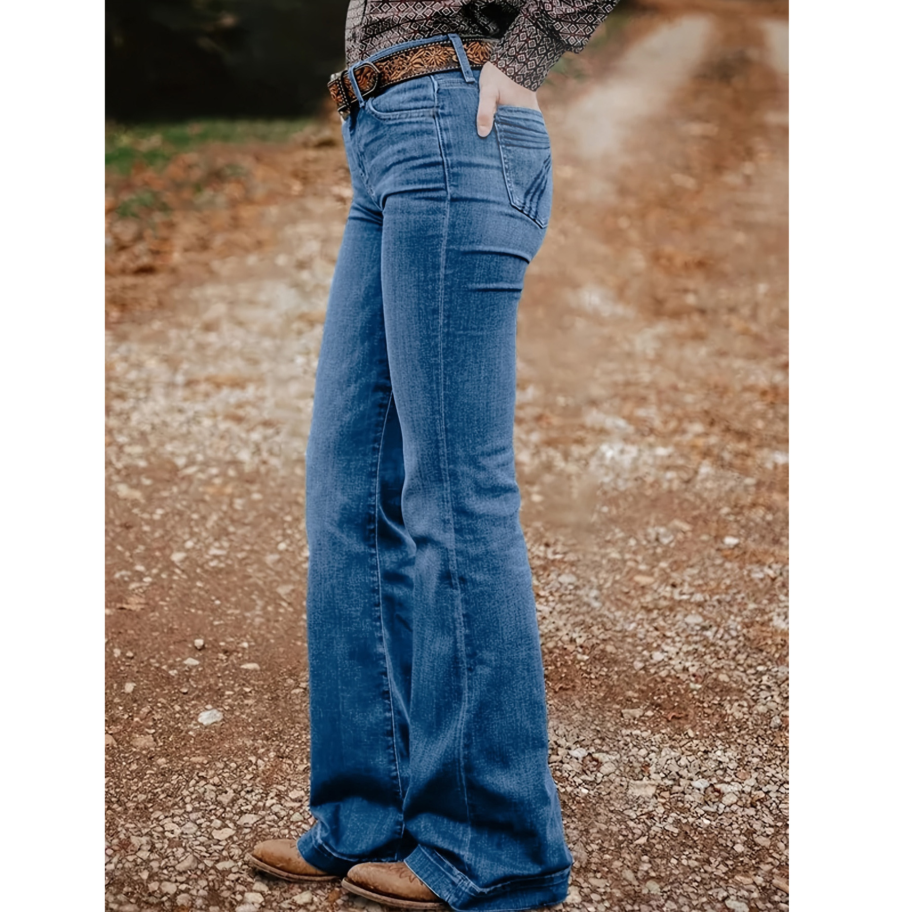 Women's Straight Leg Stretch Denim Jeans Embroidered Washed Vintage Style Casual New Arrival 2025_mkmklike.com