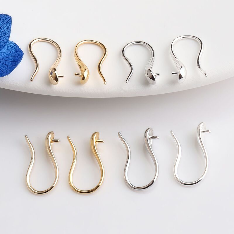 14K Gold-Filled Color-Preserving High-Heeled Shoes Earrings Curved Hook Earrings DIY Jewelry Accessories Ear Hook Empty Support Ear Spoon Earrings