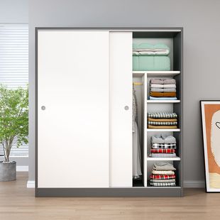 Wardrobe Household Bedroom Small sliding door Rental Cabinet for Housing Economical Simple and Practical Children's Hanging Wardrobe