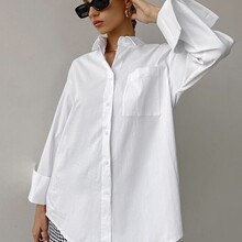简约oversize男友风白衬衫休闲时尚2023春夏休闲通勤百搭中长款女