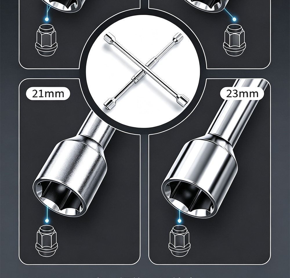 Car tire wrench, labor-saving disassembly tool, extended tire changing cross socket set, car repair disassembly tool