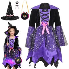 2025 新しいハロウィン衣装ヨーロッパとアメリカの子供のコスプレアニメ衣装魔女発光コスプレドレス