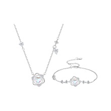 s999纯银爱心灵动莫比乌斯项链轻奢简约ins六芒星吊坠锁骨链套装