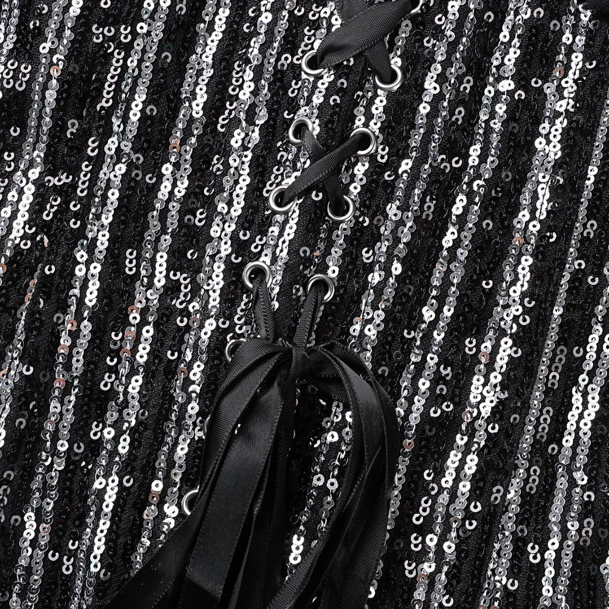 Gran tamaño nuevo chaqueta plateada y negra de forma de sequilla damas sopa de pecho de corte corset suministro de comercio electrónico transfronterizo