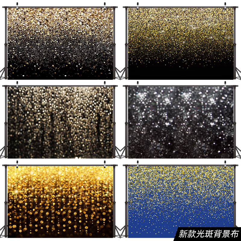 Black golden background golden light spot background cloth retro abstract party photography background cloth holiday decoration