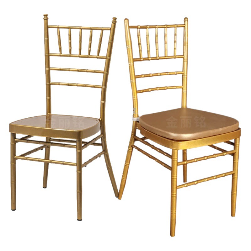 Silla de bambú metálica, silla de banquete para hotel, silla de bambú dorada simple, silla para exteriores, césped, bodas, celebraciones, venta al por mayor