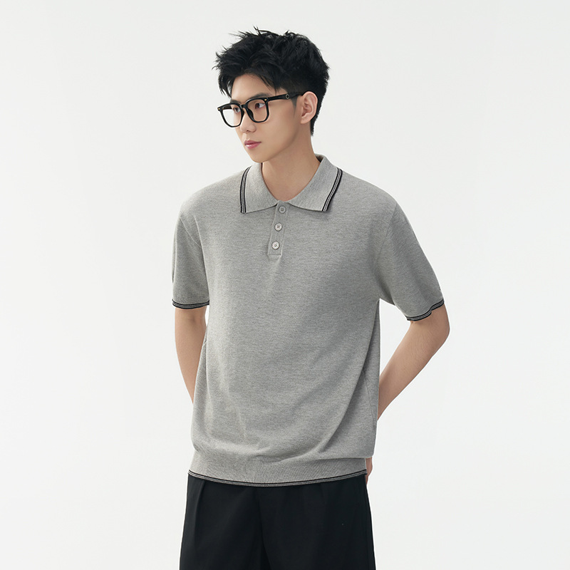 ZF8105-MM韩版翻领针织OLO衫老钱风夏季通勤时尚短袖T恤休闲，男装针织衫/毛衣，星座614