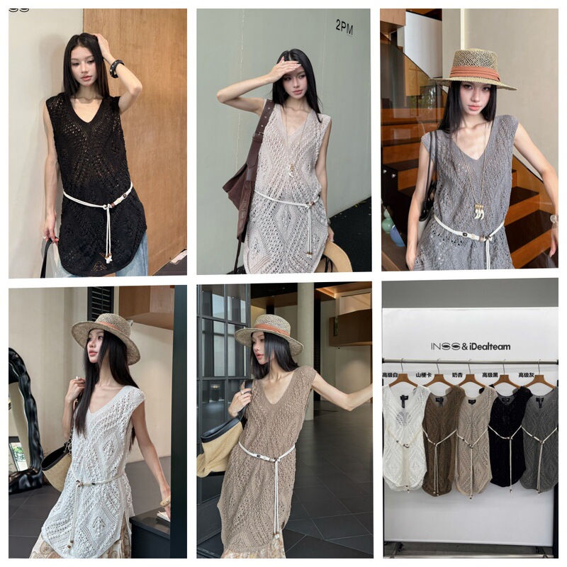 On Sale on May 27Th Inss [Heavy-Duty Crochet] Korean-Style Loose-Fitting Versatile Sleeveless Hollow-Out Knit Vest for Women 5632