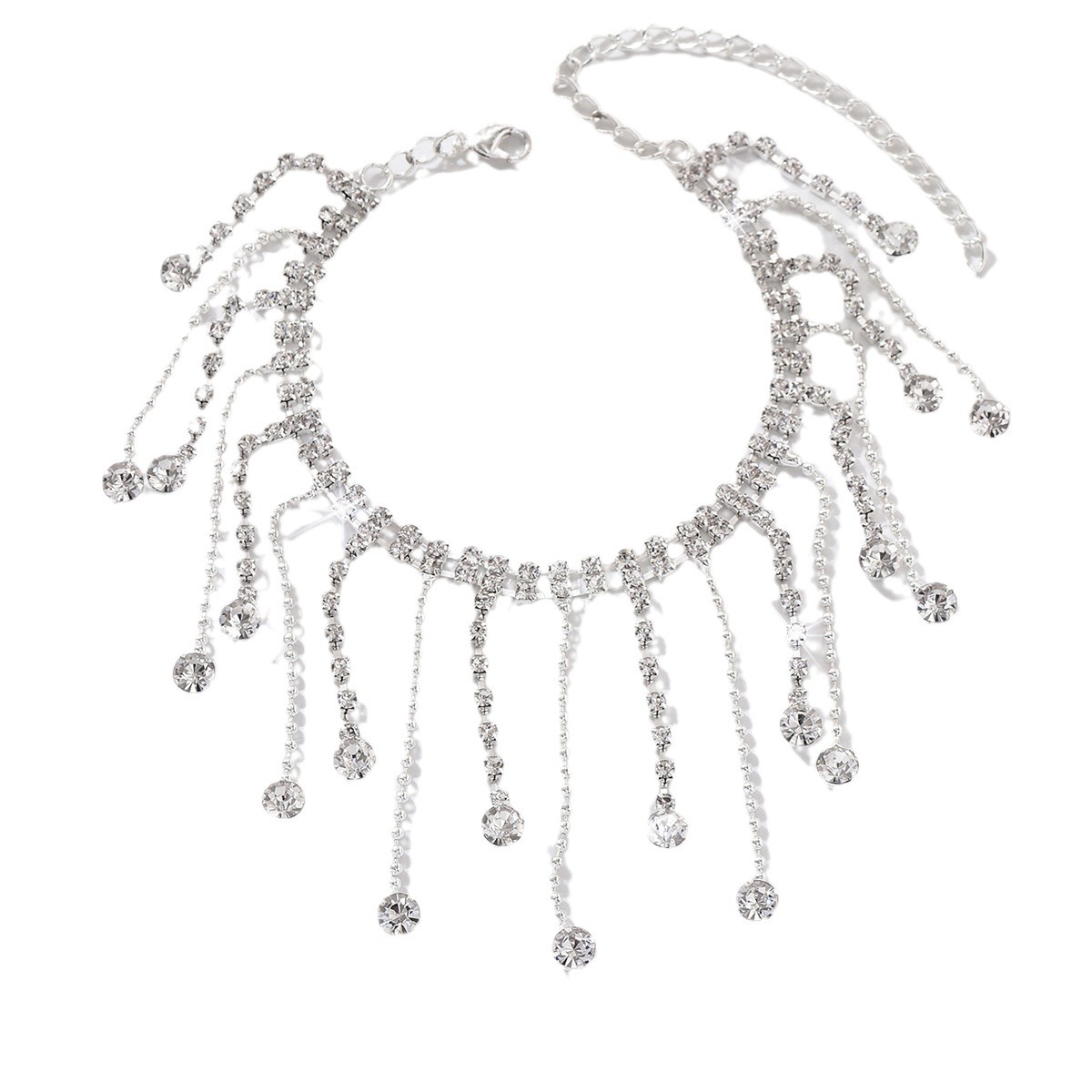 Nuevo estilo de venta caliente de diamante de tobilla de tobilla damas playa simple doble gota de colgante tobilla al por mayor