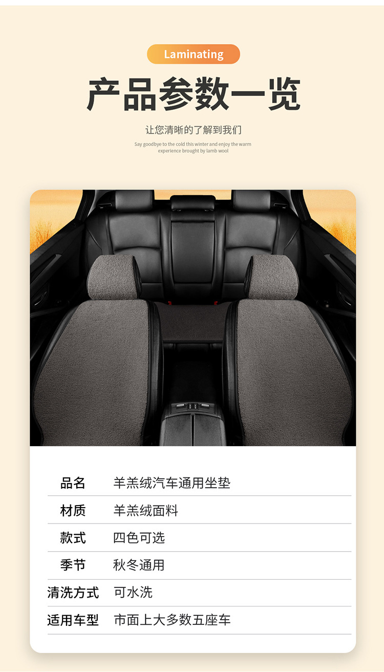 Car Seat Cushion Winter Plush Universal Single Piece Short Hair Warm Single Seat Pad Rear Seat Three-Piece Set Back Seat