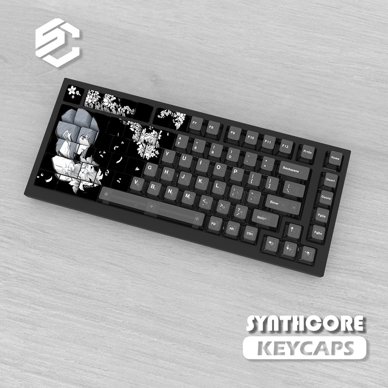 Flowers + Black Fog Transparent Keycap Pc Material Supports Wooting Ez63Made68 Hero68Nd63 Night Demon Key