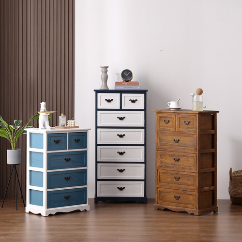 T9J5 Wholesale Solid Wood Drawer Cabinet Simple Modern Bedroom Storage Storage Cabinet Wall Narrow Standing Cabinet Home Drawer Cabinet Complex