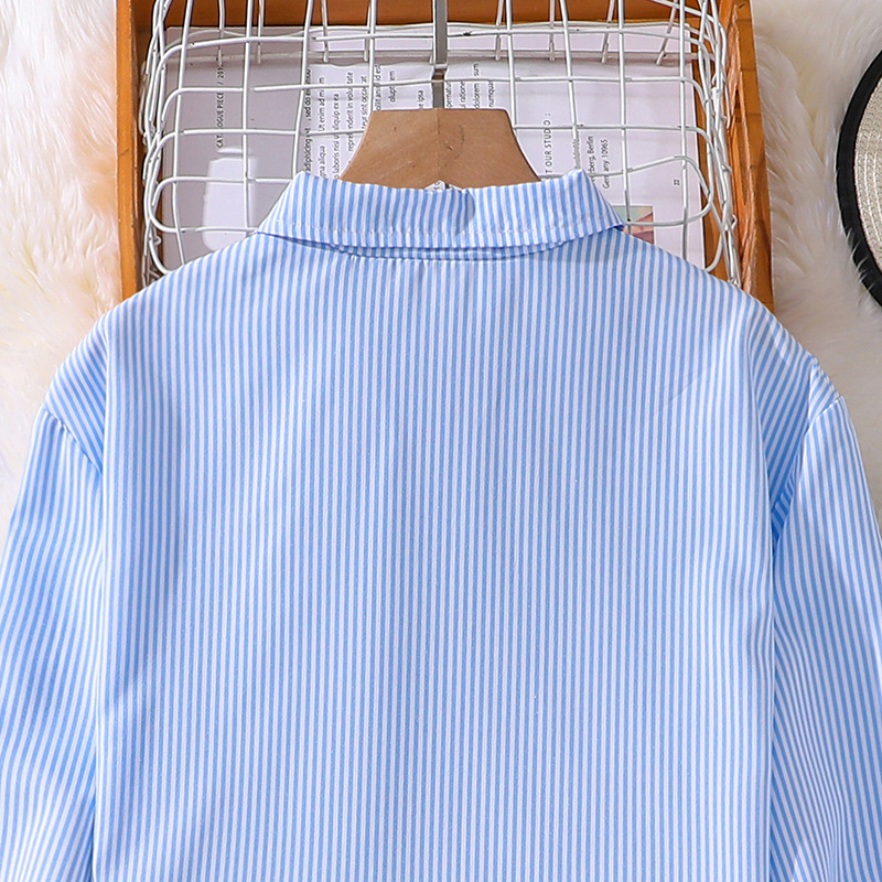 7-12 Nyt Børnetøj Mellemstor og Stor Stribet Langærmet T-shirt Top Piger Sæt_voghion.com