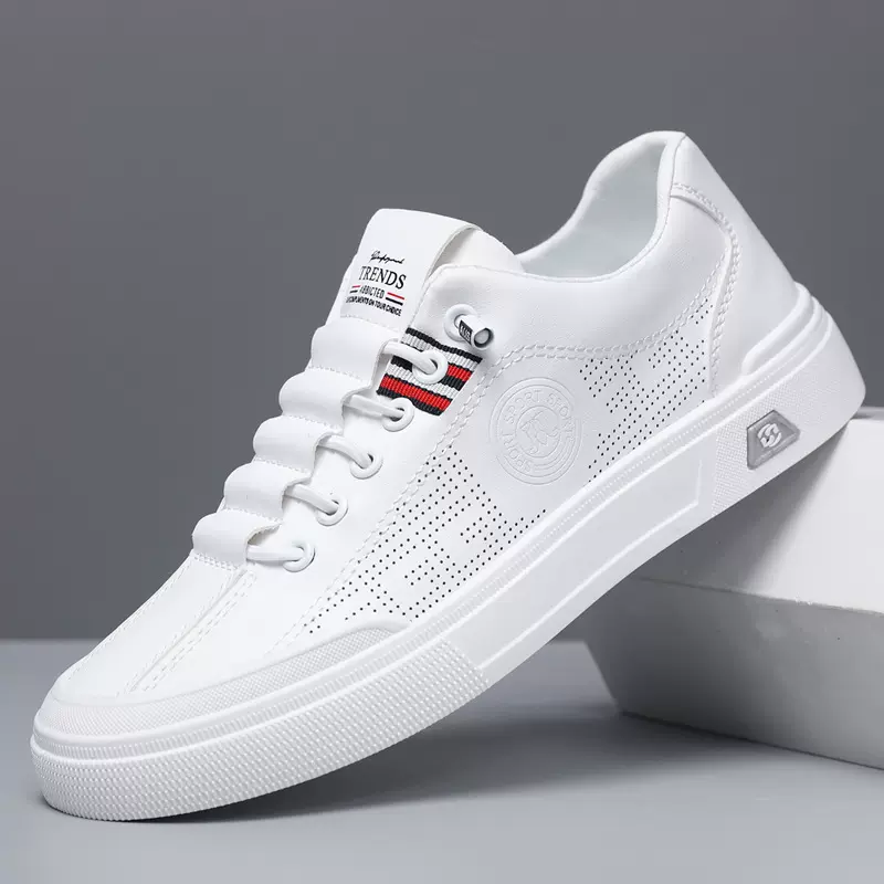 外贸男鞋夏季镂空男士休闲板鞋皮面软底透气单鞋子内增高小白鞋男