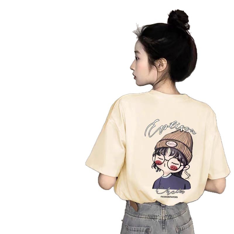 ピュアコットン半袖Tシャツレディースホワイト2025新しいホットスタイル夏デザインニッチTシャツファッショナブルで多用途なトップ|undefined