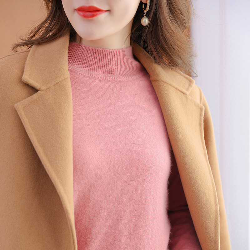 Sweater with Half-High Collar, Knitted Sweater, Cross-Border Women's Sweater, Stand-Up Collar, Long-Sleeve Knit Top, Women's Solid Color Base Shirt Sweater with Half-High Collar, Knitted Sweater, Cross-Border Women's Sweater, Stand-Up Collar, Long-Sleeve Knit Top, Women's Solid Color Base Shirt