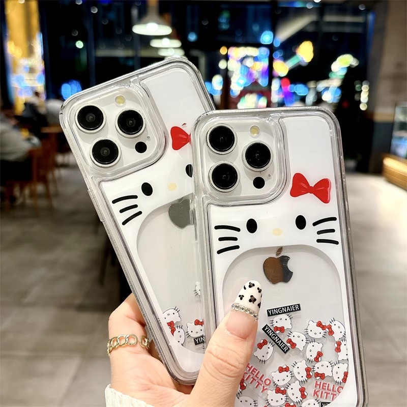 佛山工厂滑片HelloKittyKT猫流沙苹果15手机壳iPhone16女跨境定制