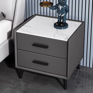 Bedroom Household Slate Leather Light Luxury Bedside Table Simple Storage Cabinet Modern High-End Small Storage Drawer