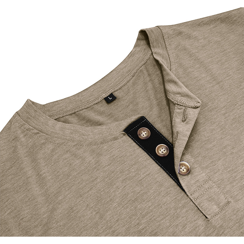 European And American Long Sleeve Crew Neck Base Shirt Foreign Trade Men's T-Shirt Henry Collar Top_voghion.com