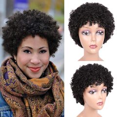 かつらの妖精pixie cut wig full machine made wigの本物のかつら
