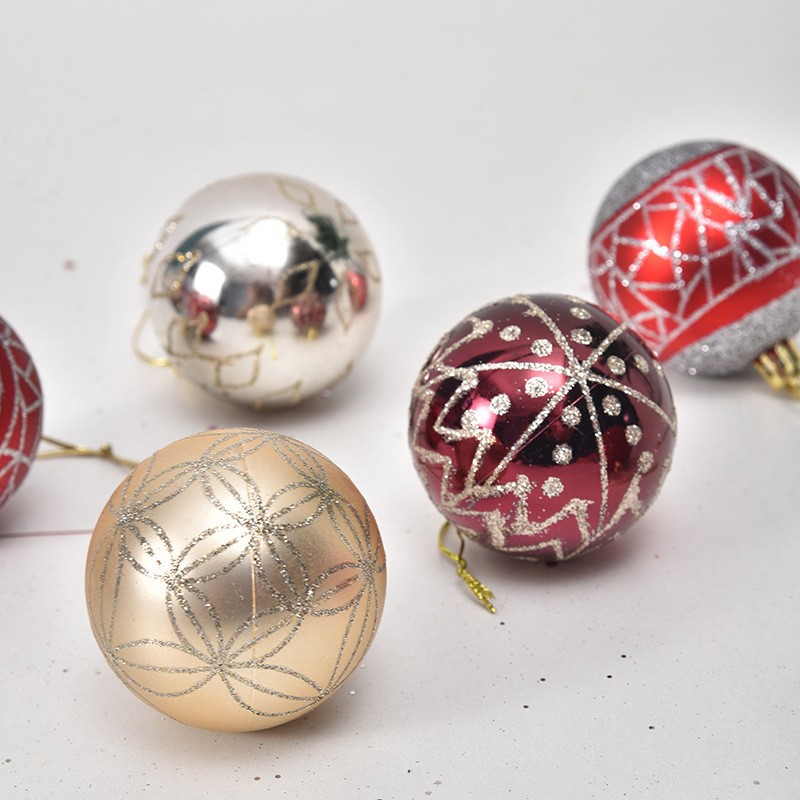 Navidad transfronteriza nueva 6cm30PCS bola de Navidad pintada de oro rojo atmósfera de Navidad decoración bola de plástico