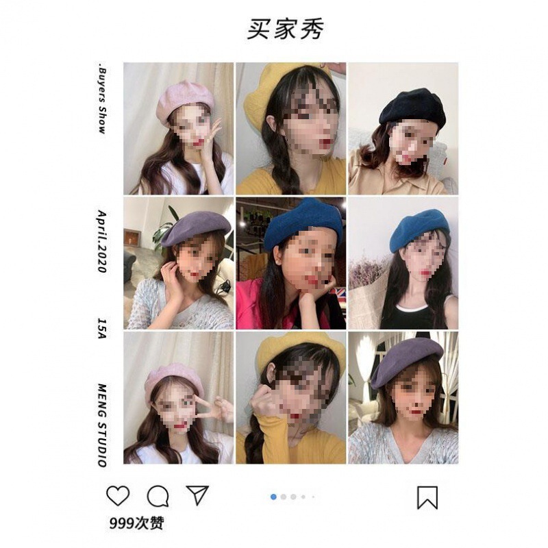 大きな頭囲ベレー帽女性の春と夏通気性薄いレトロニットルーズペインター八角形帽子韓国スタイルのトレンディな新しいスタイル|undefined