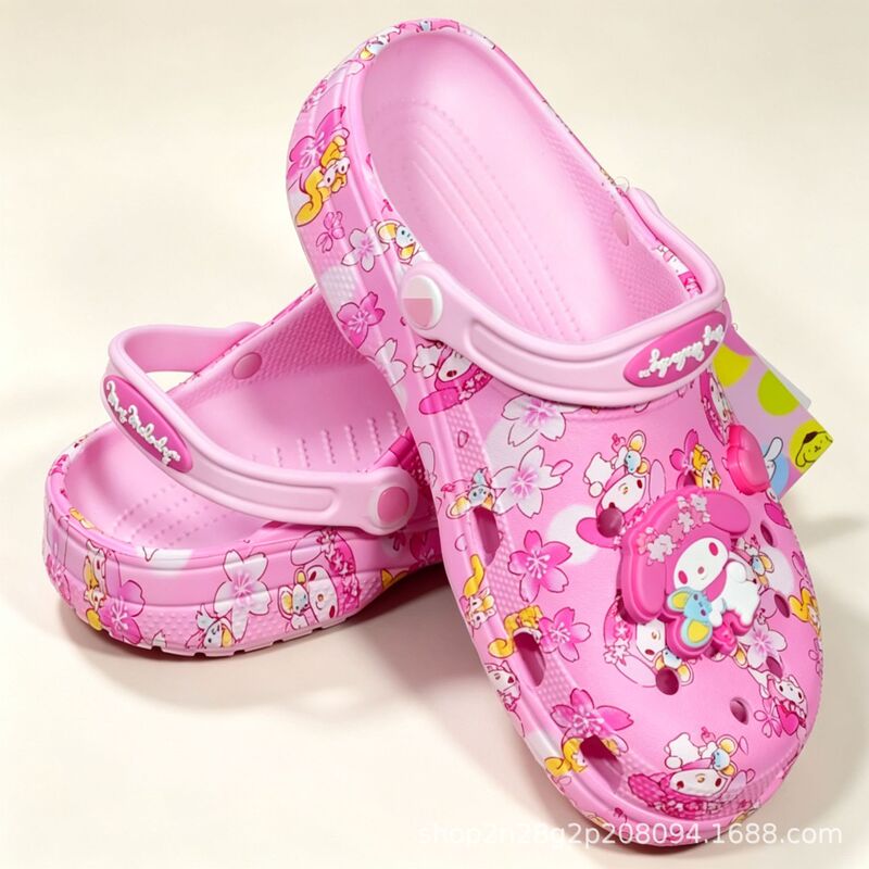 Kajia 2025 new My Melody collaboration clogs, non-slip beach sandals for parents and children, adult and kids outdoor slippers