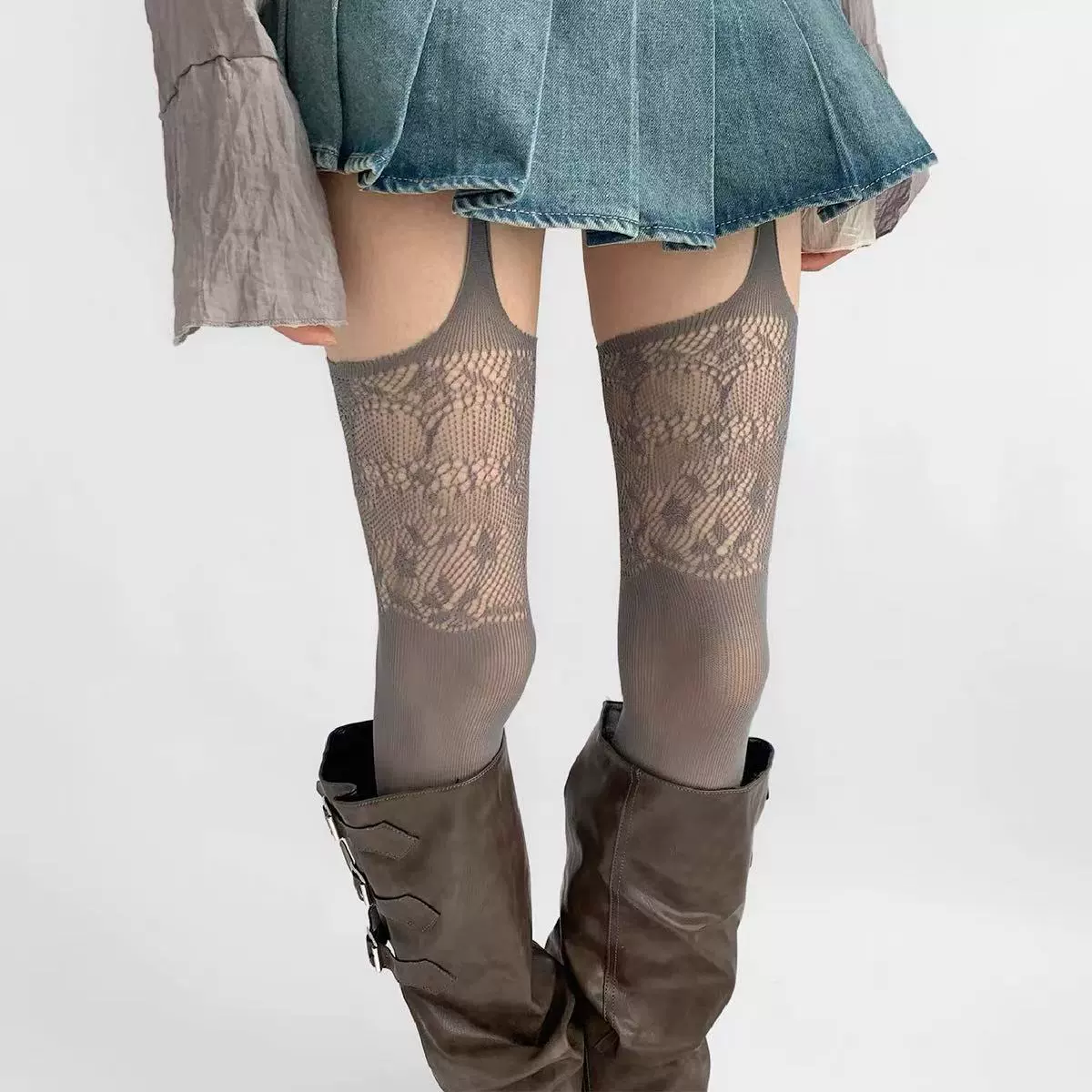 Плащ Encore? Wait: It's outfit sweet and cool suspender stockings for women in one-piece white lace jacquard fishnet stockings pure hot girl white silk
