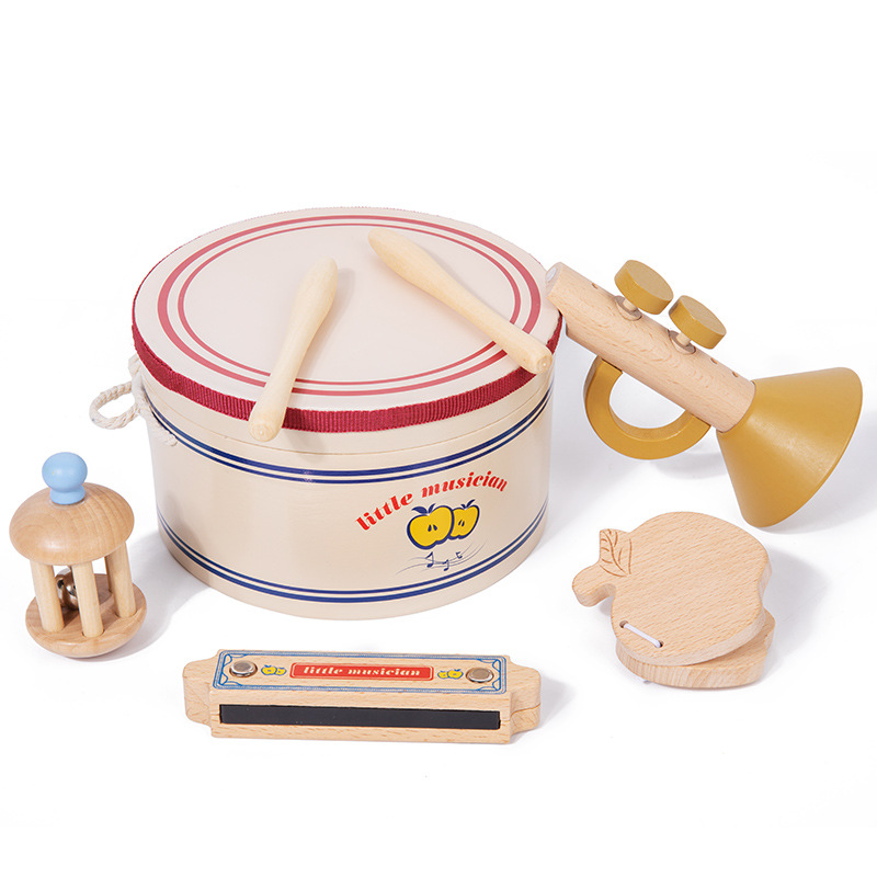 Simulación de madera pequeño músico caja de madera Orf percusión educación temprana música iluminación juguete puzzle