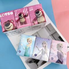 Printed tissue paper strawberry bear Elsa printed handkerchief paper portable small pack facial tissue colorful napkin paper hand