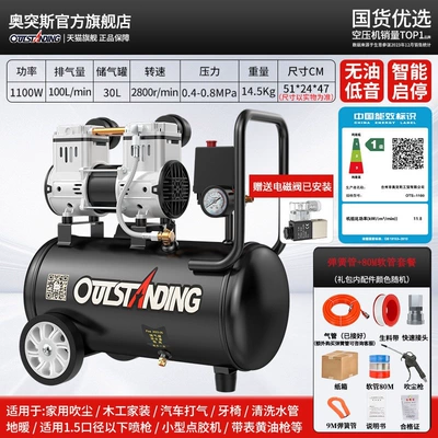 pump for woodworking, Air Compressor - energy-efficiency-220v100-models-available-30l-1100w-copper-solenoid-valve-standard-configuration-spring-tube-80m-hose-package-1st-level-energy-efficiency-dual-cylinder