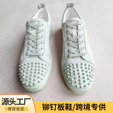 新款跨境外贸欧货男鞋板鞋铆钉红底鞋cl潮流平底透气男士休闲单鞋