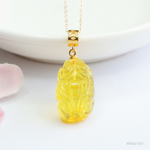 As soon as Yu S925 silver set with natural gold pepper pendant Amber brave jewelry factory wholesale generation HP2061307