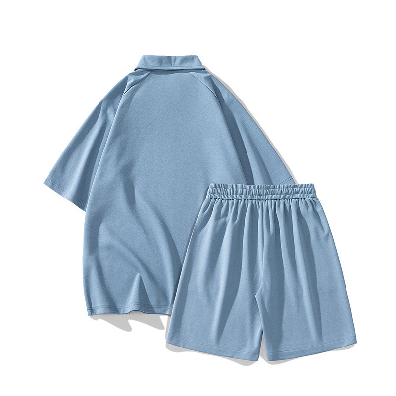 Camiseta polo de manga corta para hombre de verano estilo de puerto relajado juego de dos piezas de deporte casual con un guapo conjunto de ropa