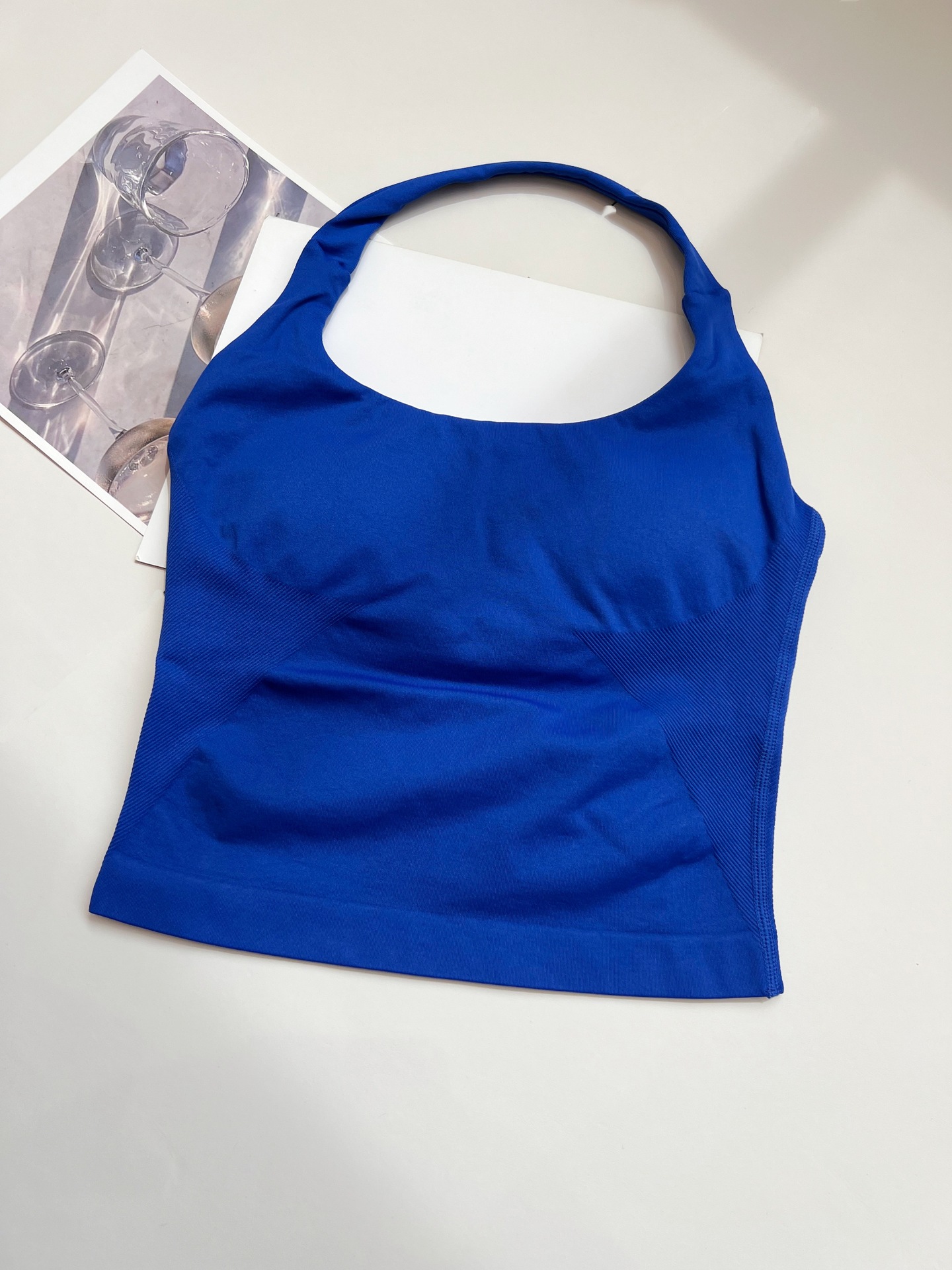 Transfronteriza versión de la patria DF cuello cuadrado chaleco de cuello colgante de tres capas con almohadilla de pecho alta elástica hermosa espalda ajustada sin costuras ropa de yoga de fitness