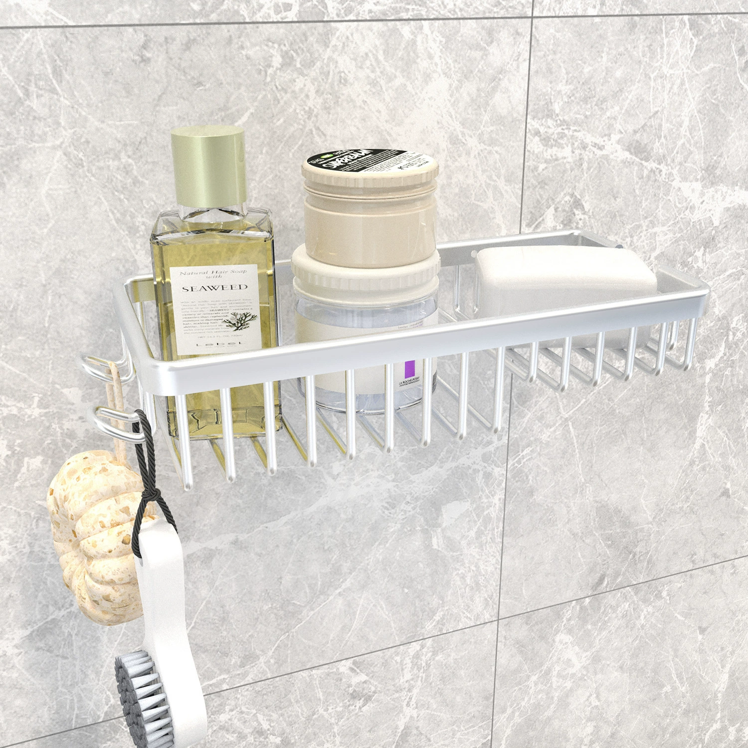 Silver space drying rack, soap holder, storage box