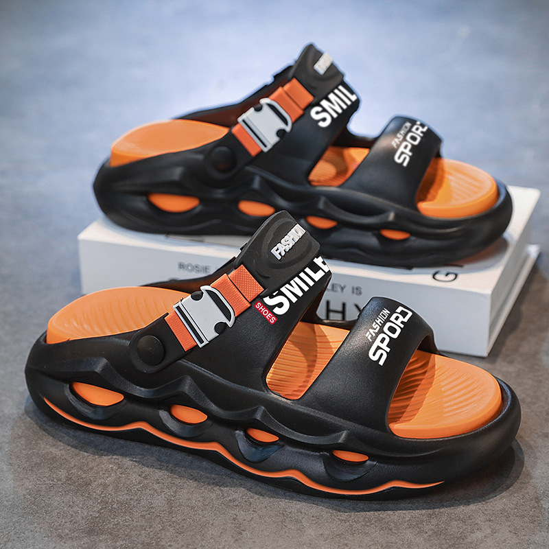 Sandalias transfronterizas 2025 verano nuevo estilo EVA sandalias de hombre de suela gruesa deportes al aire libre sandalias de un solo color de dos colores