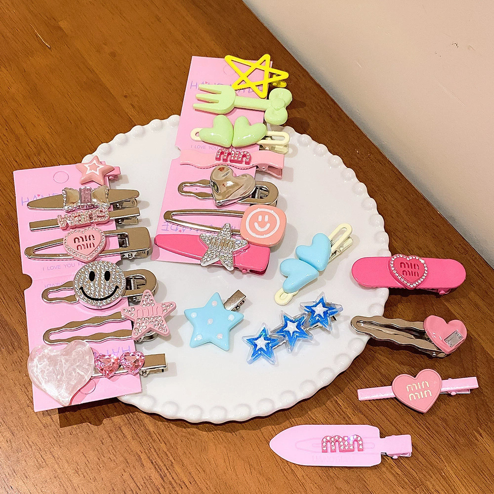 Nuevo estilo transfronterizo horquilla de color dopamina estilo creativo pinza BB todo fósforo cabello roto flequillo accesorios para el cabello al por mayor fabricante