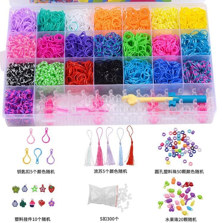 Diy arco iris para niños tejedor de banda de goma amazon puzzle juguetes de pulsera collar hacer telar