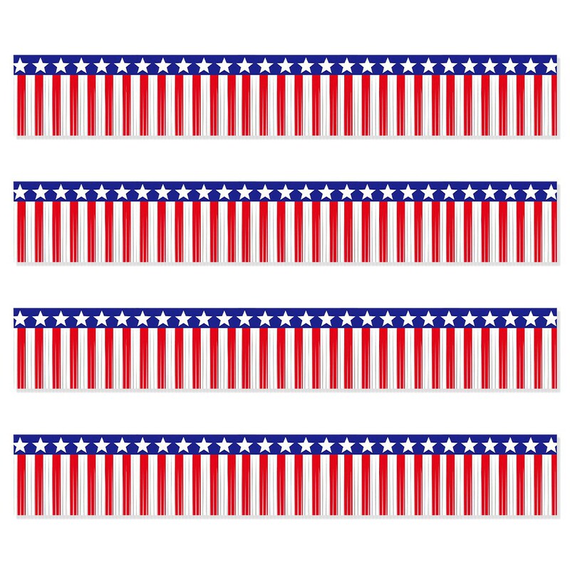 American Independence Day Rain Silk Banner Holiday Party Decoration Supplies Red, White, and Blue Tassel Rain Silk Door Curtain Banner