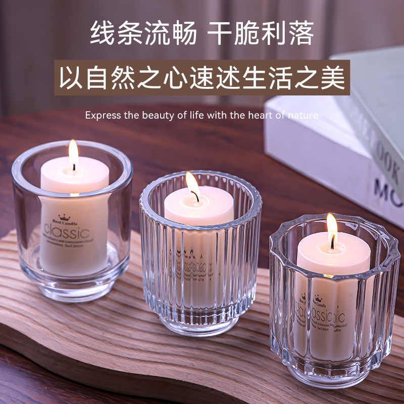 批发时尚透明玻璃蜡烛罐香薰玻璃蜡烛台新款创意蜡烛杯摆件